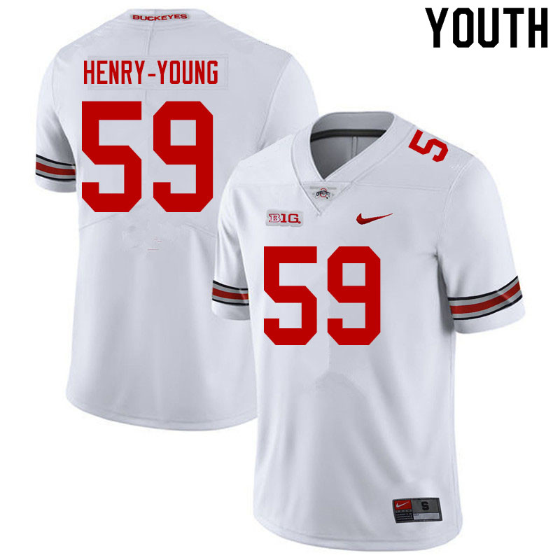 Youth Ohio State Buckeyes #59 Darrion Henry-Young White Authentic College Stitched Football Jersey 23TD044RE